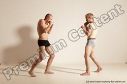 Underwear Martial art Man - Man White Moving poses Slim Short Blond Dynamic poses Academic